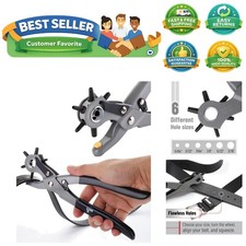 Leather Hole Punch Tool, 6 Different Hole Sizes 5/64", 3/32", 7/64", 1/8", 5/...