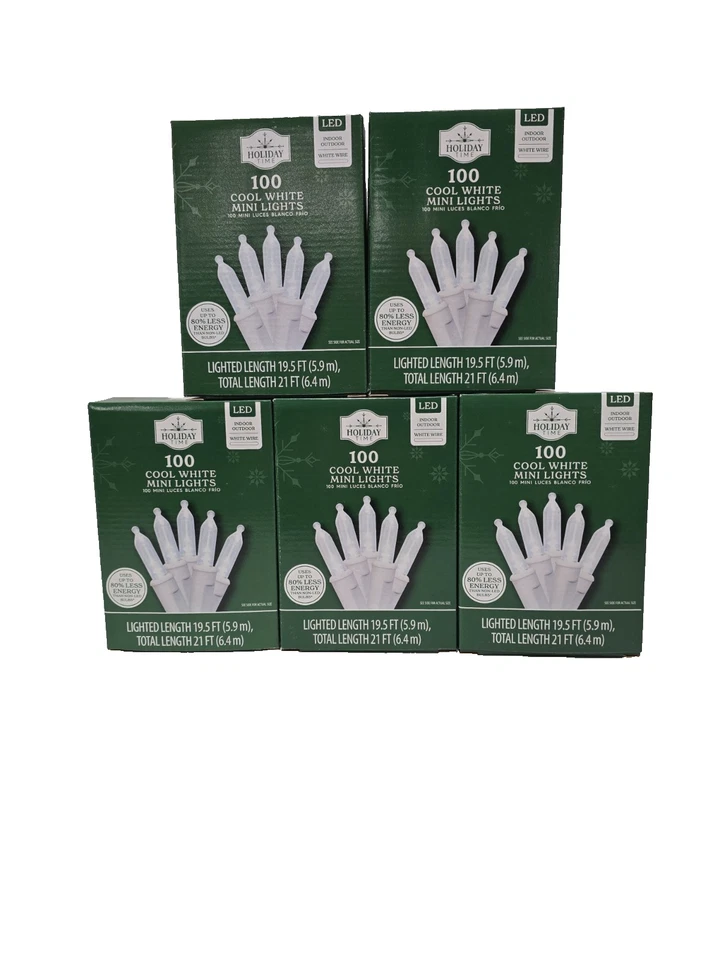 Cool White 100 Count LED Mini Christmas Lights White Wire Holiday Time 10 BOXES - Image 4 of 4