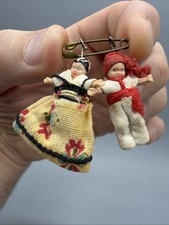 Tiny Vintage Folklore Dolls Set from France