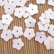 50PCS 14mm Natural White Mother of Pearl Loose Beads Plum Blossom Flower Shell