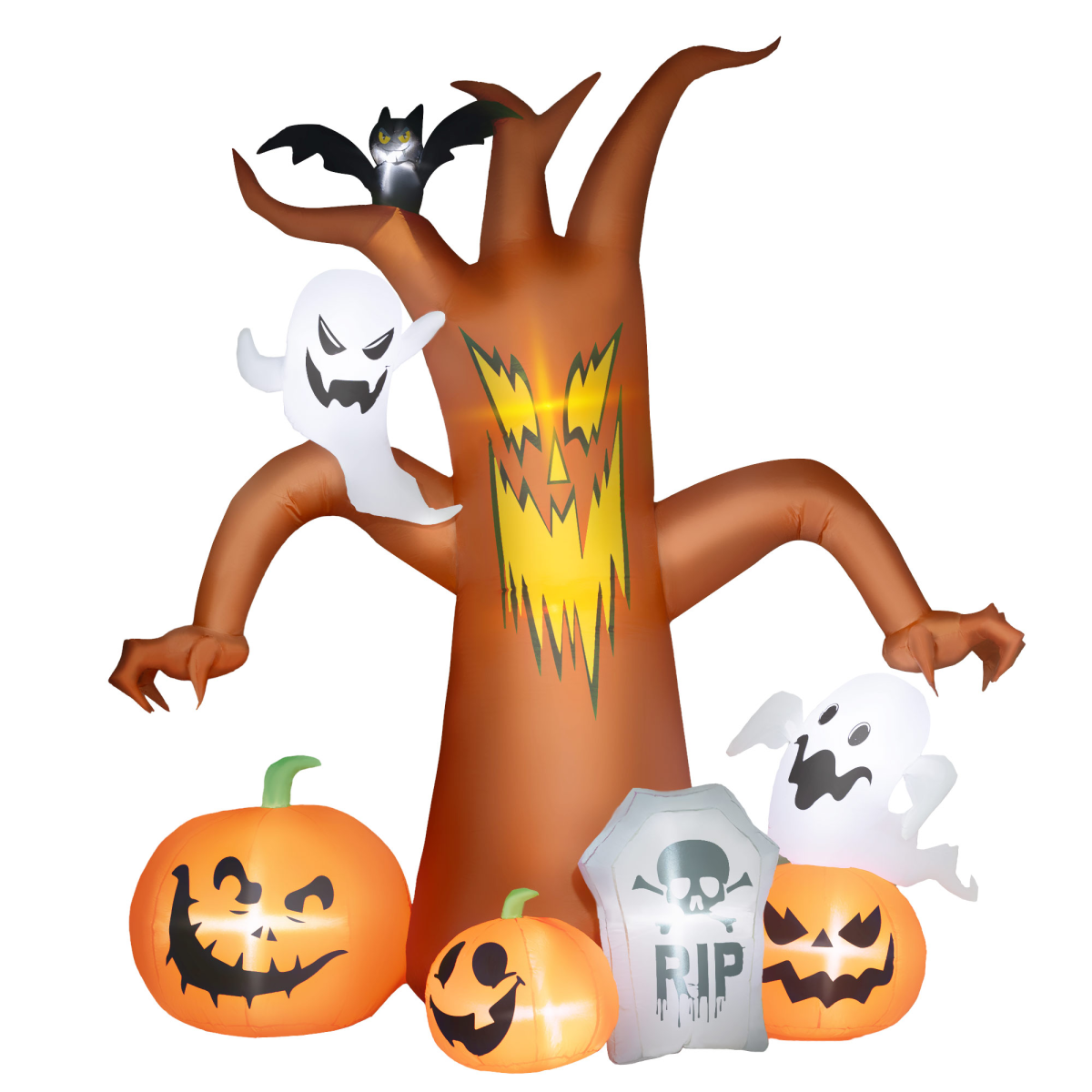 Outsunny 7.9FT Inflatable Halloween Ghost Tree w/Pumpkins Ghosts Tombstone - Image 3