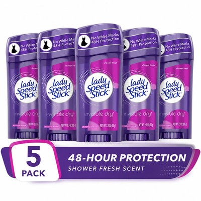 5 Pack - Lady Speed Stick Invisible Dry, Shower Antiperspirant Deodorant, 2.3oz