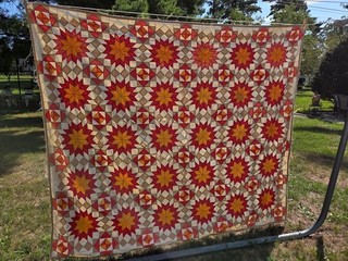 Vtg/Antique TOUCHING STARS QUILT 68X78 CUTTER/RESTORATION/CABIN/FARMHOUSE DECOR