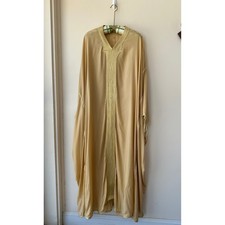 Vintage Gold Moroccan Kaftan Caftan with Embroidered Trim