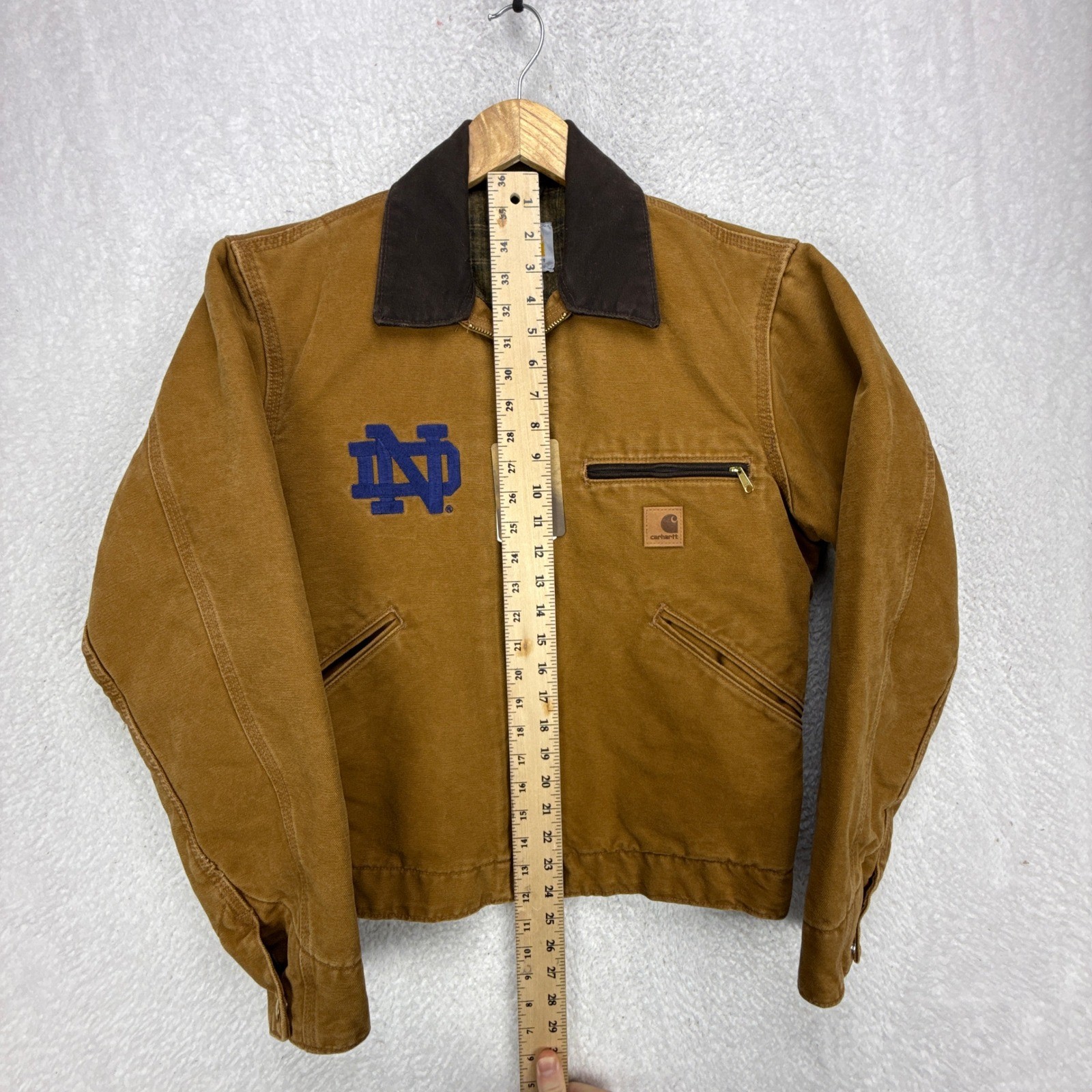 Carhartt Detroit Jacket Blanket Lined Mens Small "J97" Brown Notre Dame NWT image 8