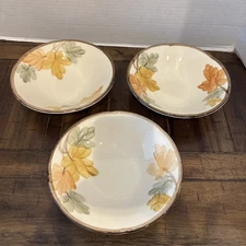 3 Vintage Hand Painted Franciscan October 7" Round CEREAL/SOUP BOWLS USA Lot