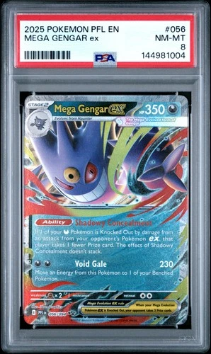 2025 POKEMON PFL EN-PHANTASMAL FLAMES #056 MEGA GENGAR EX PSA 8