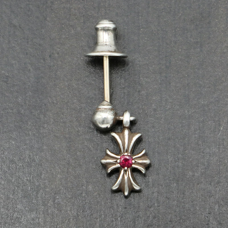 Chrome Hearts Double-sided Ruby Tiny Plus Drop Ea… - image 3