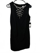 Explosion Black Beaded Cutout Sheath Dress