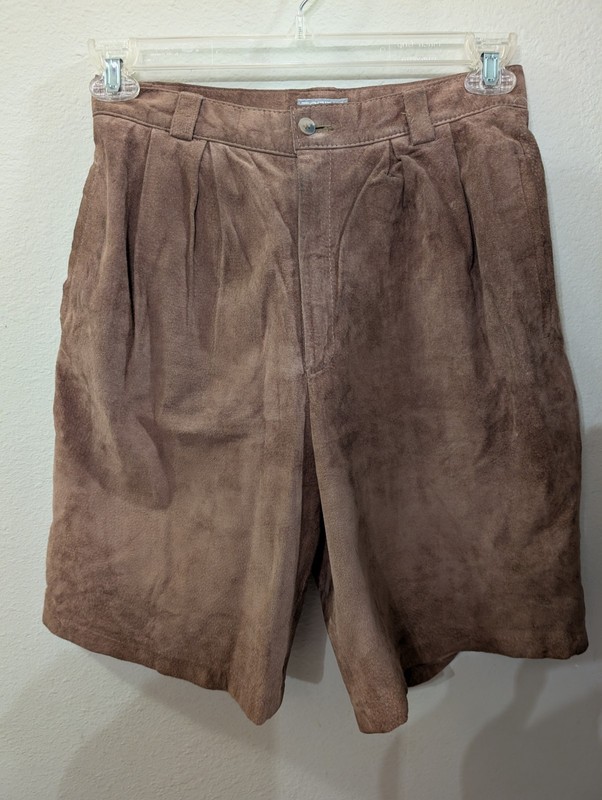 Esprit Suede leather Women's Long Shorts Vintage 1990s Lined 11/12, barely worn