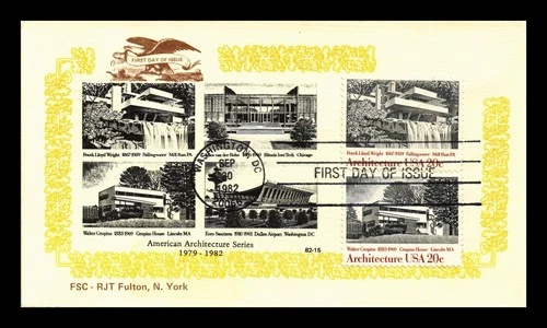 US COVER AMERICAN ARCHITECTURE FIRST DAY ISSUE COMBO RJT FULTON