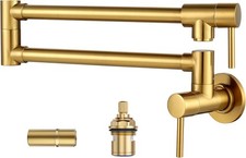 Pot Filler Faucet Solid Brass Made Brushed Gold Kitchen Sink Pot Filler Faucets