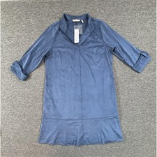 Soft Surroundings Dress Womens Large Blue Rani Faux Suede Quarter Sleeve