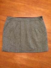 Old Navy Lined Wool Mini Pencil Skirt With Front Pockets, Black Tweed Size 8