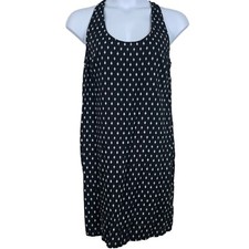 NWT Old Navy Size Large Halter Shift Dress Rayon Sleeveless Black White Print