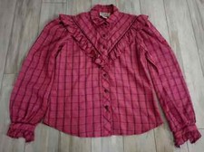 Vintage Circle T Marilyn Lenox Western Rodeo Dusty Rose Plaid Shirt Size 5/6 USA