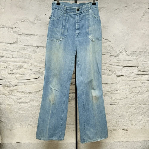 Distressed Bell Bottom Flare Jeans Light Blue Barn Find Bootcut Vintage 60s 70s