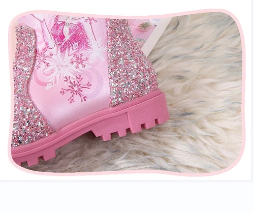 Winter Kids Girls Elsa Princess Crystal Sequin High Boots& velvet Christmas gift - Picture 17 of 50