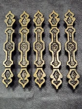 Vintage Metal (5) Cabinet Drawer Pulls Handles 3" Center Antique Finish Gothic