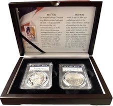 2020 The Women's Suffrage Centennial Proof Silver Dollar & Medal Set Early Issue