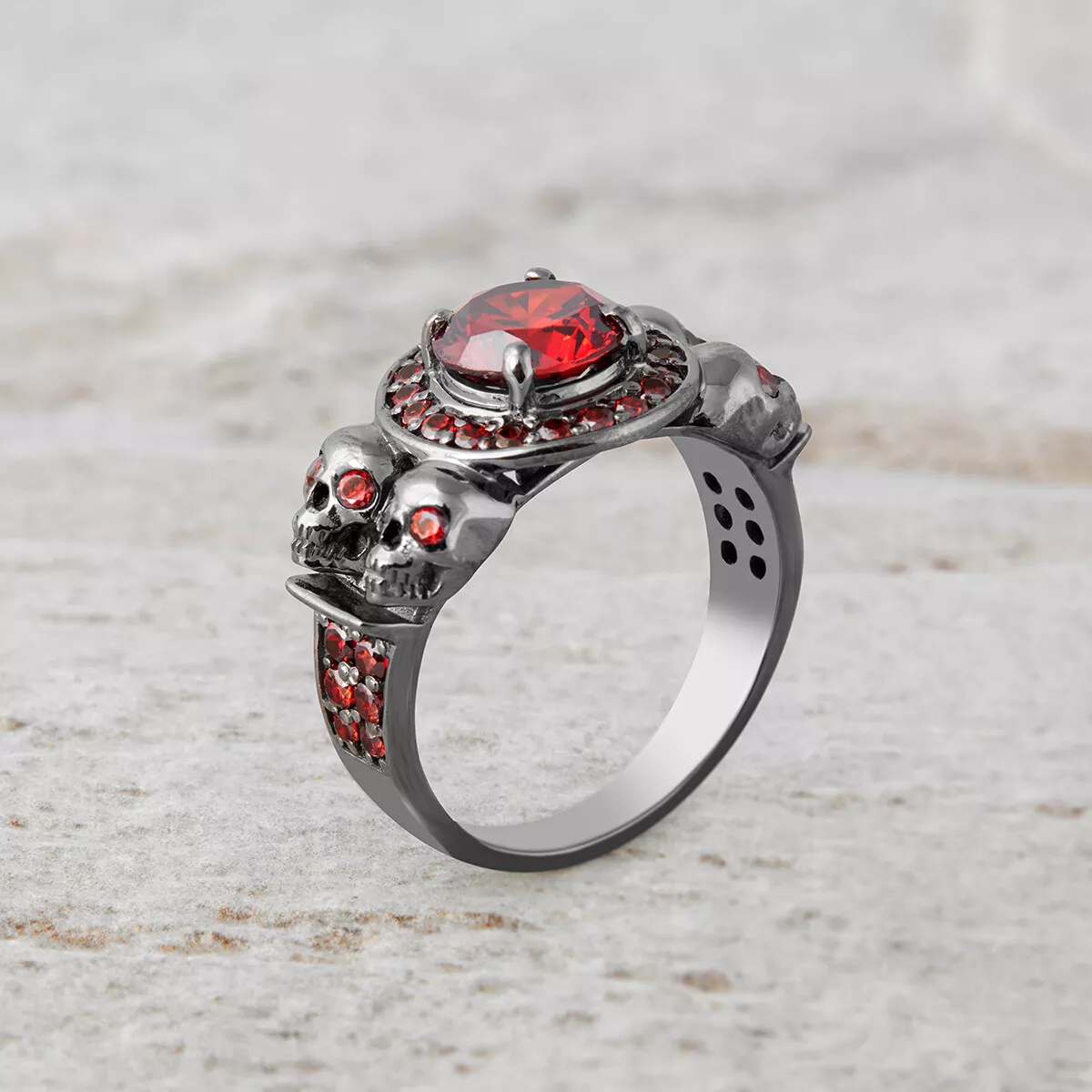 Garnet skull best sale ring