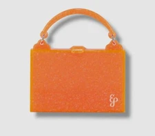 $1295 Edie Parker Women's Orange Acrylic Case Clutch Hand Bag