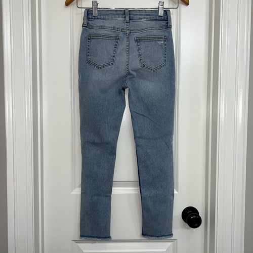 Gap Kids Sky High Skinny Ankle Torn Jeans Size 10 Adjustable Straps Raw Hem - Picture 2 of 9
