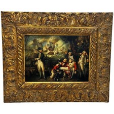 Marine Oil Painting Sea Battle Lord Howe On Deck Ship HMS Queen Charlotte