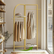 Zusammenklappbares Kleiderstange aus Metall Gold Eckgarderobe Garderobenständer 