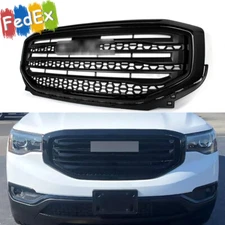 Fit For GMC Acadia SLE SL 2017-19 Front Bumper Grille Grill Assembly Gloss Black