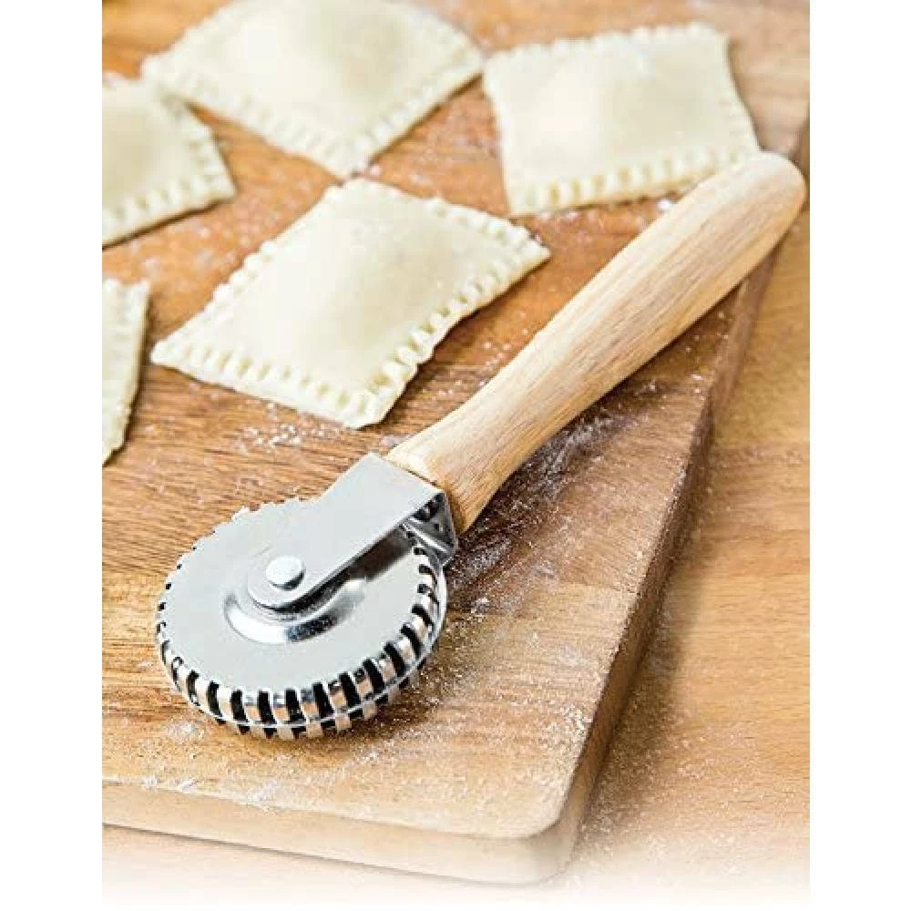 Pasta Cutter Wheel, Ravioli Cutter Wheel With Long Wooden Handle