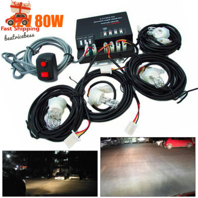 4 HID Bulbs Car Truck Emergency Warning Light Flash Strobe Headlight Kit 12V