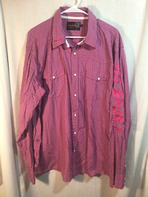 Go Spur Magenta Plaid 2XL Western Style Long Sleeve Snap Down Shirt B8
