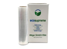 4 Rolls Stretch Wrap 18" x stretch to 2000' 80 gauge Pallet Shrink Film Clear