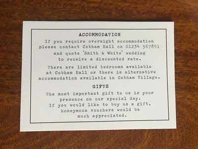 Personalised A6 Insert Cards Wedding Info Gift Poems Menus Ebay