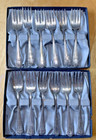 1835 R Wallace “Floral” Silver 12 Salad or Dessert Forks. Monogram Ef? In Box
