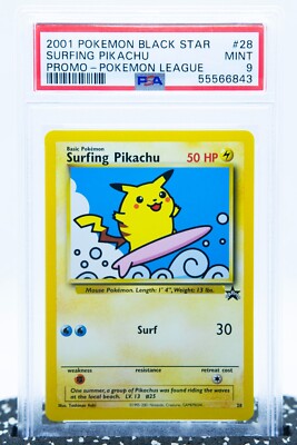 PSA 9 SURFING PIKACHU #28 Black Star Promo 2001 - Pokemon Card