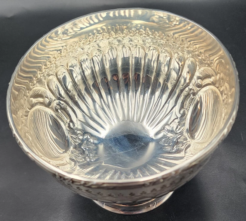 Grande Coupe ancienne, Métal argenté, Décor victorien, Poinçons anglais, 675 gr - Photo 4/4