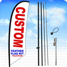 14 ft Tall Custom Windless Swooper Flag KIT Feather Banner Sign Set