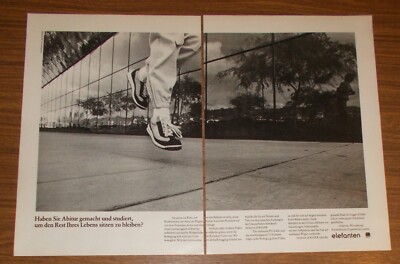 Seltene Werbung ELEFANTEN JOGGER Schuhe Abitur machen um sitzen zu bleiben 1980