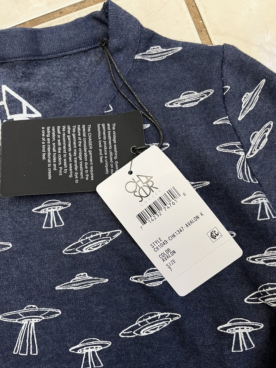 CHASER NWT! Kid's Navy Blue/White Spaceship Lightweight Sweatshirt