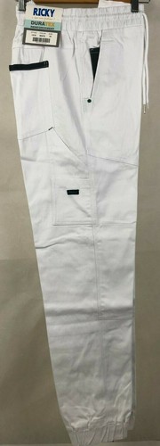 Men Tradie Heavy Duty Cotton Cargo Work Pants Elastic Waist Stretch Cuff/Crotch - Picture 7 of 36