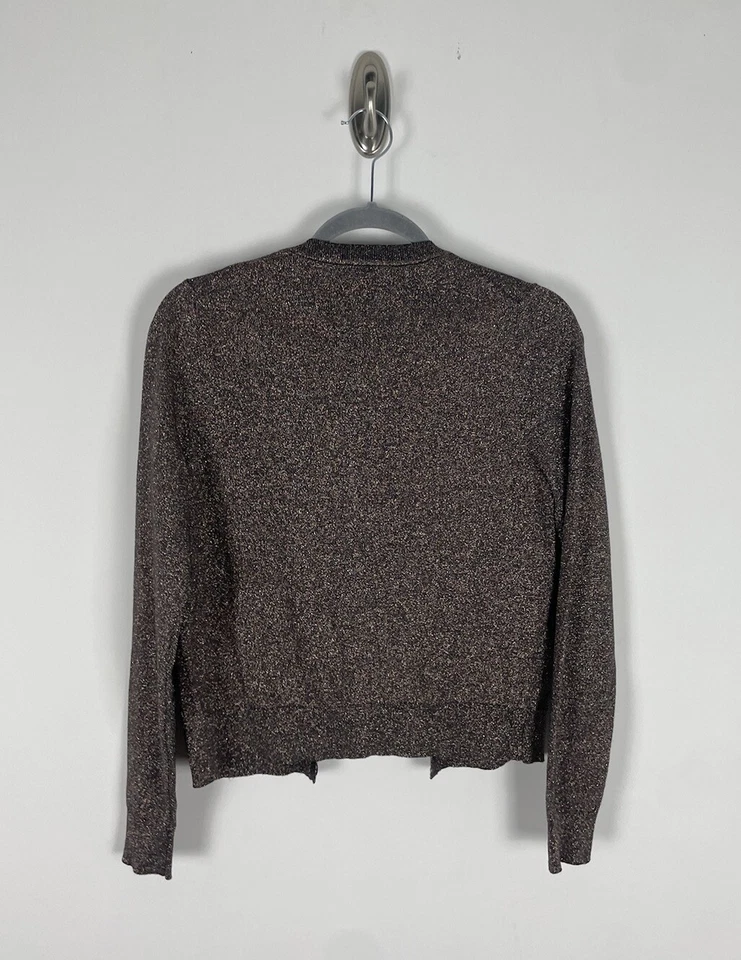 Boden Rosetta Cardigan 尺码 6 女式玫瑰金棕色闪亮纽扣毛衣 — 第 3/4 张图片