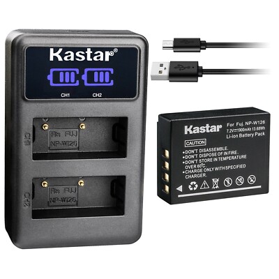 LED2 Charger & 1 battery for Fujifilm X-PRO1 X-PRO2 X-PRO3 X-A1 X-A2 X-A3 X-A5