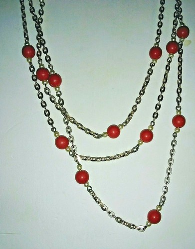 Long chain pink beads necklace 25" long - Picture 4 of 4