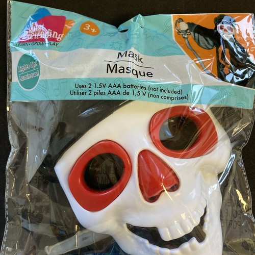 Halloween KIDS Mask Light Up Pirate Red Black Crossed Swords LED Flashing Lights - Picture 3 of 3