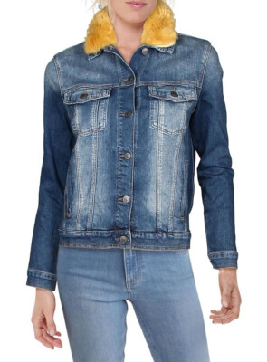 ❤︎ MAVI GOLD women jean jacket 110153-24595 Katy mustard sherpa blue