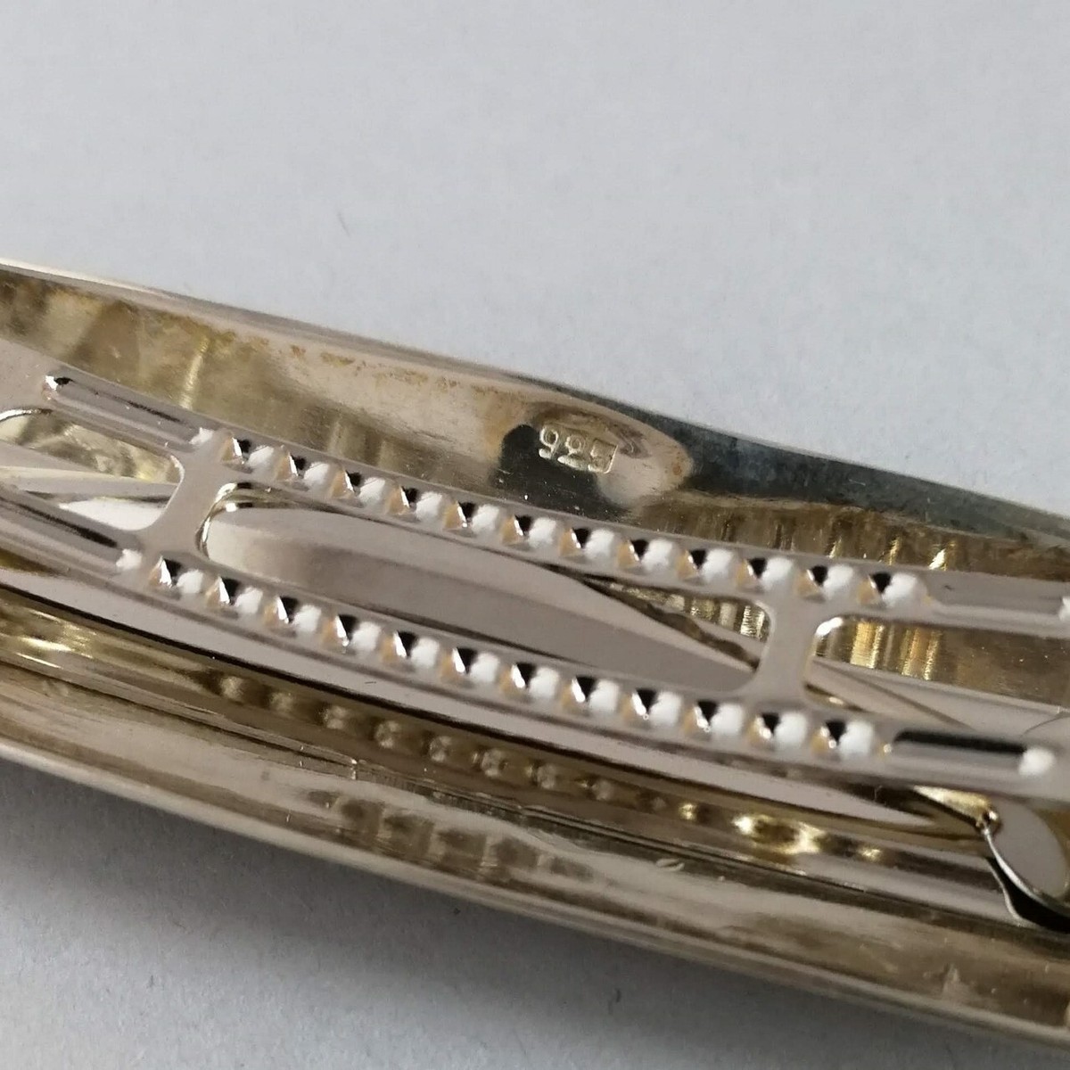 Vintage Sterling Silver 925 Oval Barrette Jumbo Oval Barrette in Grey Shell – MACHETE main image 4
