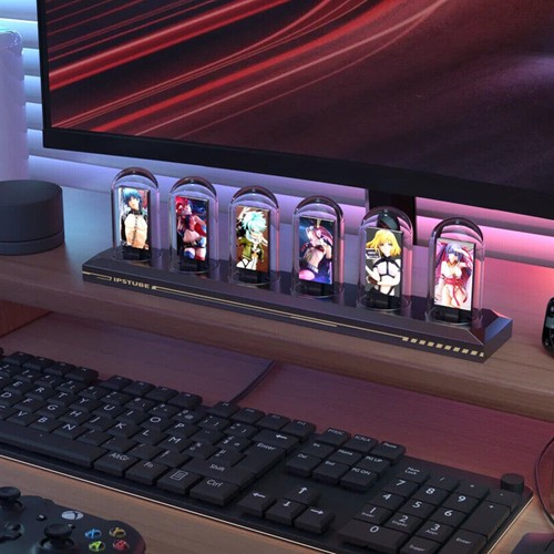 RGB Nixie Tube Clock LED Glows IPS Color Screen Gaming Desk Decor DIY background - Picture 9 of 13