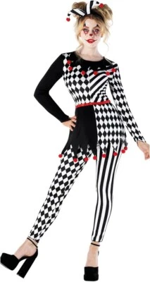 MORPH COSTUMES Narren Kostüm Damen Harlequin Narr Jester Närrin Karneval Halloween Fasching